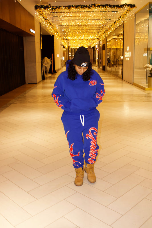 BLUEPRINT FLEECE SWEATPANTS - BLUE